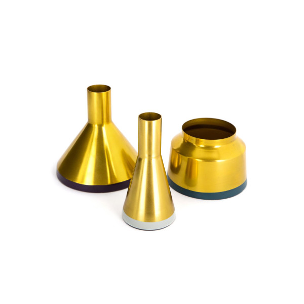 Vasen 3er Set Culture 180 Gold / Pflaume / Hellgrau / Petrol