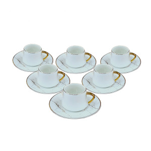 Elegantes Kaffee Set 12 teilig / Weiß mit Goldrand...
