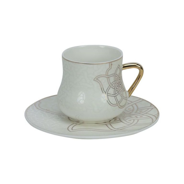 Orientalisches Kaffee Set 12 teilig / Weiß mit goldenen Details